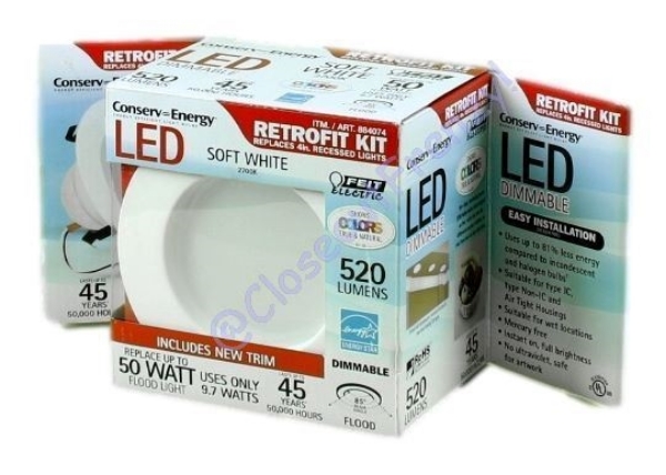 Picture of Feit Electric 884074 4 in. White R20 Trim Recessed Retrofit Downlight LED CF-1-68
