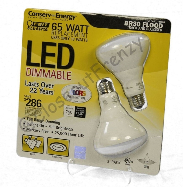 Picture of FEIT Electric BR30 65 Watt Replacement LED Dimmable Br30 Flood 2 Pack CF-1-518