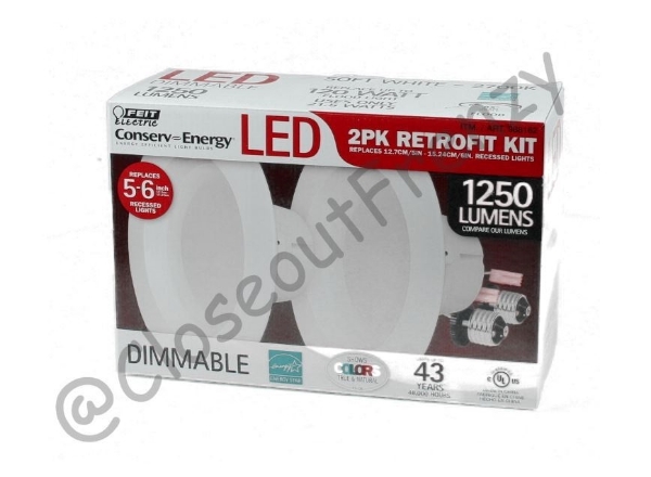 Picture of Feit Electric, LED 2 Pack Retrofit Kit, Replaces 5-6 inch, Soft white 2700K, 850 Lumens CF-1-693