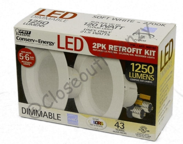 Picture of Feit Electric, LED 2 Pack Retrofit Kit, Replaces 5-6 inch, Soft white 2700K, 850 Lumens CF-1-728
