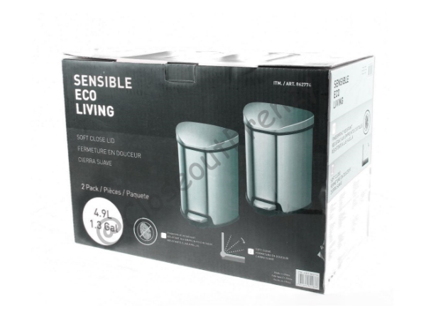 Picture of Sensible Eco Living 2 Pack Stainless Steel Trash Cans CF-1-591
