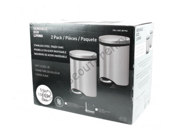 Picture of Sensible Eco Living 2 Pack Stainless Steel Trashh Cans CF-1-876